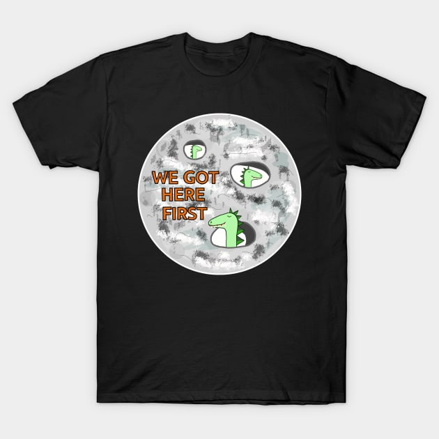 Reptilians on Moon T-Shirt by The Angry Possum